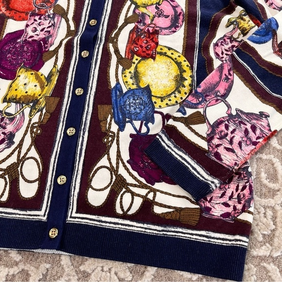 Talbots Petites Tea Party Print Classic Cardigan Sweater - Picture 11 of 16